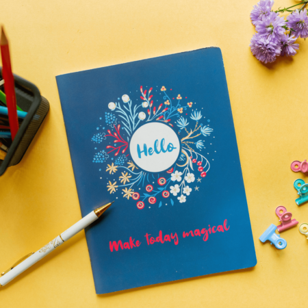 Smiley Softcover 80Pgs  Floral Notebooks FL-001
