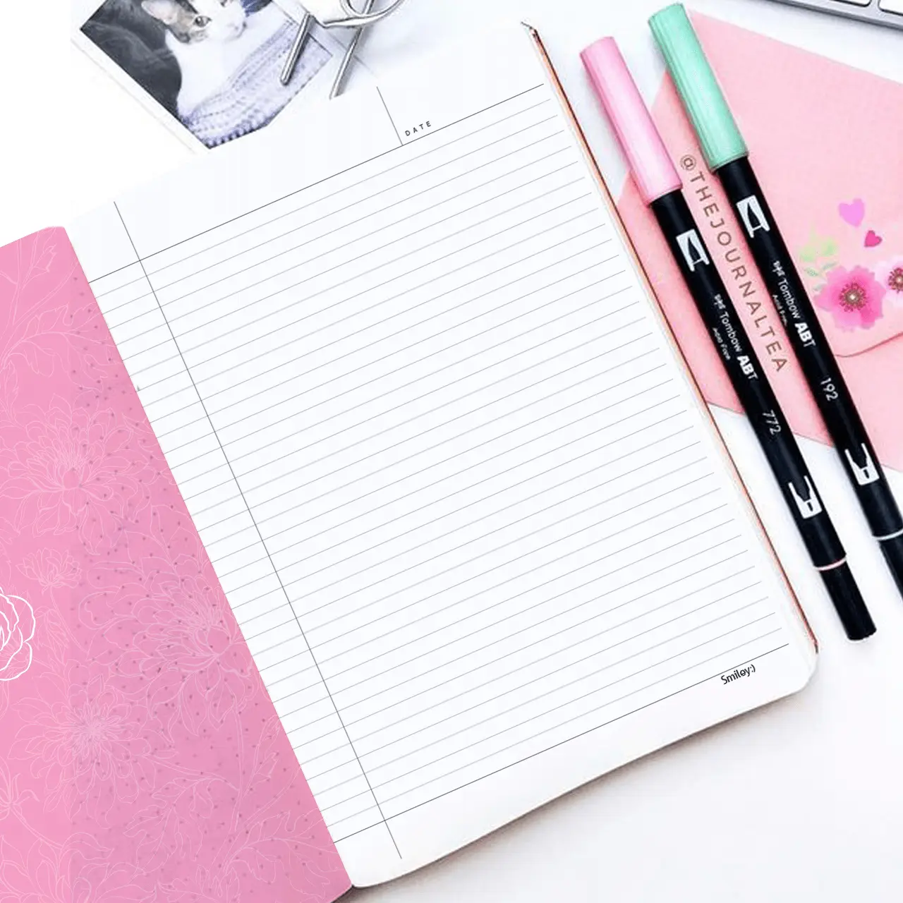 Smiley Softcover 80Pgs Floral Notebooks FL-006 - Image 4