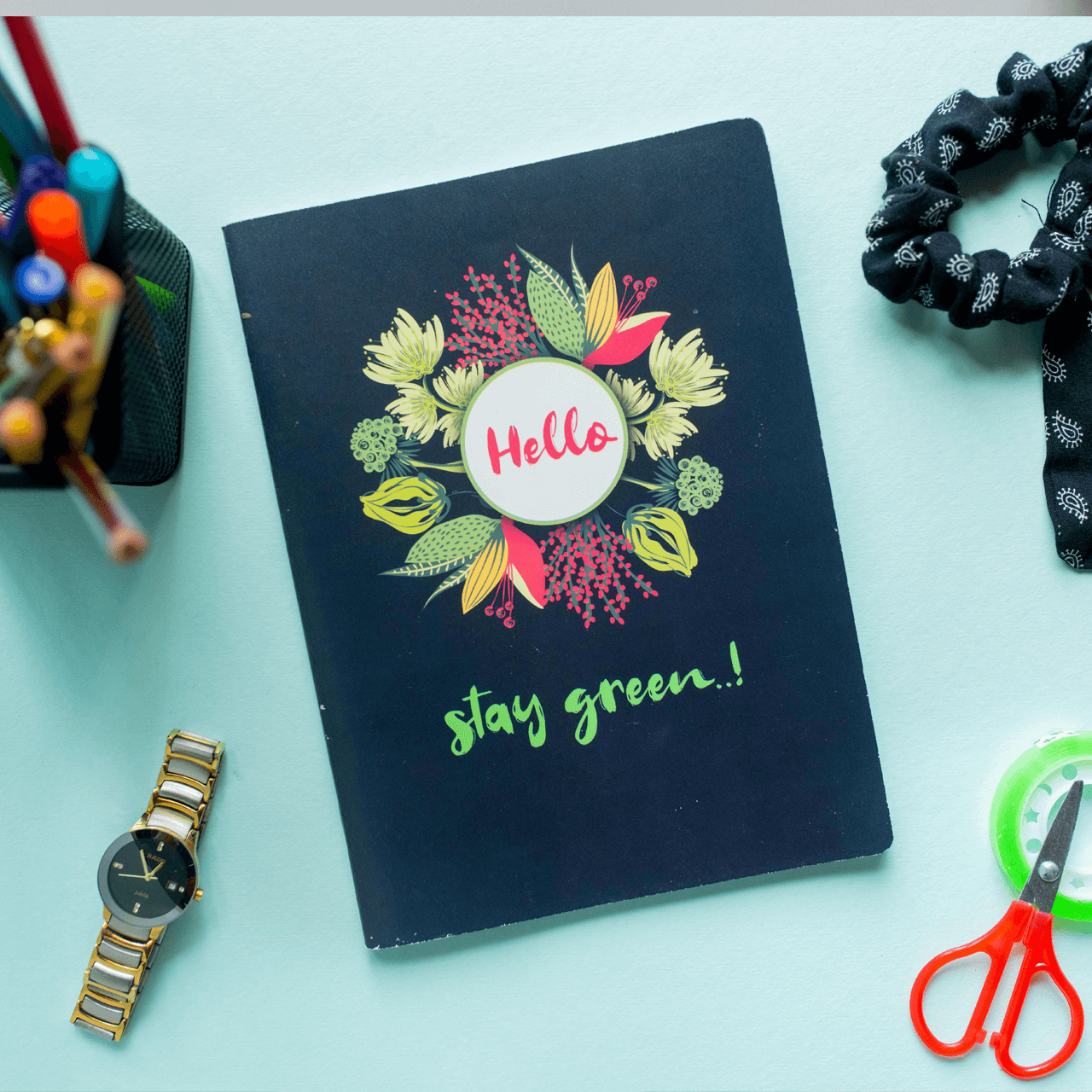 Smiley Softcover 80Pgs Floral Notebooks FL-007