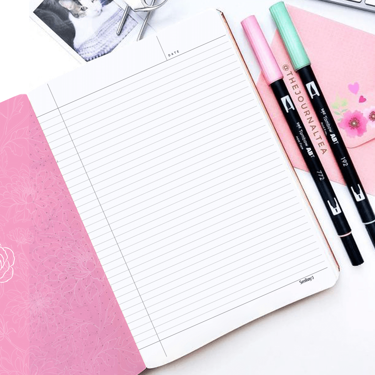 Smiley Softcover 80Pgs Floral Notebooks FL-008 - Image 7